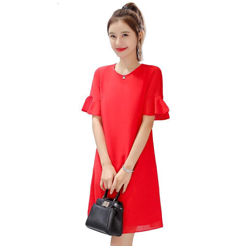 迪鲁奥(DILUAO)夏天中长款孕妇裙孕妇敬酒服新娘2021夏季新款结婚礼服平时可穿回雪纺连衣裙显瘦 红色图片