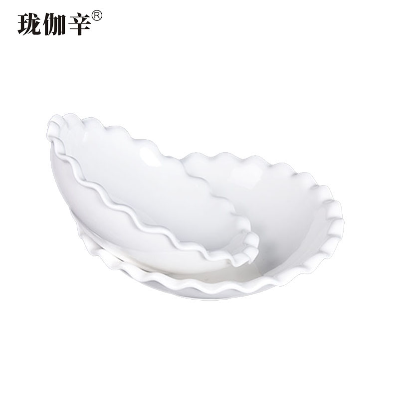 珑伽辛 白色陶瓷太阳碗 菜碗 10英寸/个高清大图