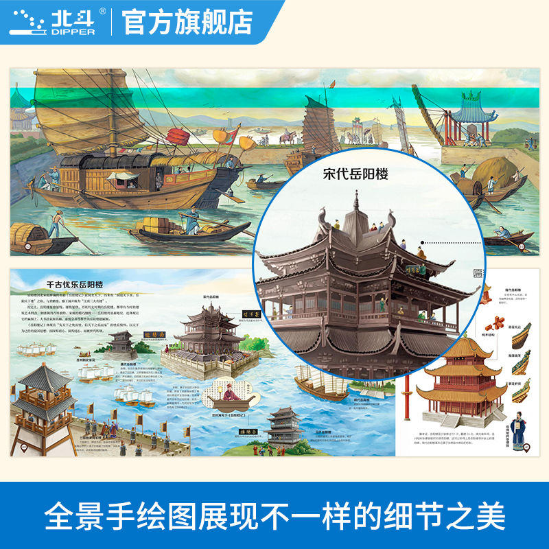 长江+黄河+长城+汴京的一天[全4册] [正版]汴京的一天+长城长江黄河母亲河的故事地图上的地理故事3册绘本立体书6-8高清大图