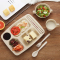 特价日式创意小麦秸秆餐具儿童套装宝宝防摔家用卡通分格盘快餐盘