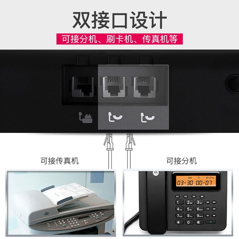 摩托罗拉数字无绳电话机 无线座机 子母机一拖一 办公家用 双免提 大屏背光 一键拨号C2601(黑色)一拖二