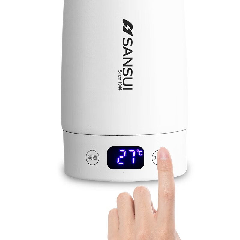 山水(SANSUI) 保温杯 不锈钢电热烧水杯真空保温杯旅行便携式烧水壶小米白 SZK80F jh