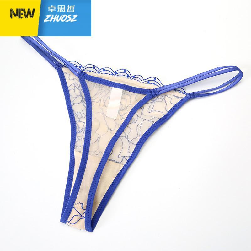 性感欧美内裤t字裤诱惑刺绣透明低腰丁字裤细带薄款蕾丝卓思哲