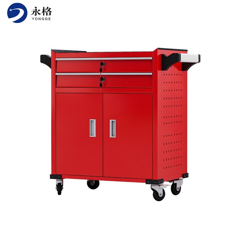 永格加强款抽屉式工具车五金工具箱车间工具柜维修小手推车箱零件柜 二抽（大号）红色工具柜