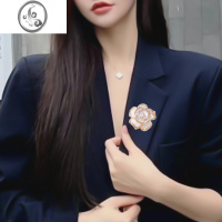 JiMi山茶花胸针女款精致奢华气质高级设计感小众胸花别针西装配饰