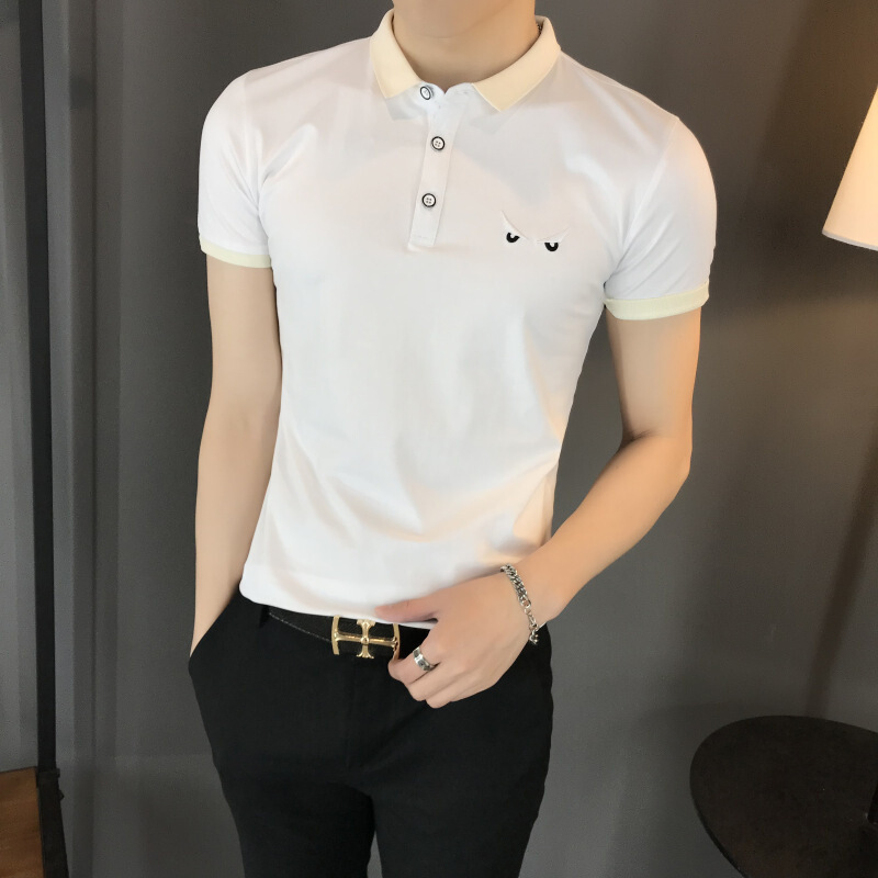 男士polo衫短袖T恤2018夏季新款修身衬衫翻领体恤衫简约青年衣服