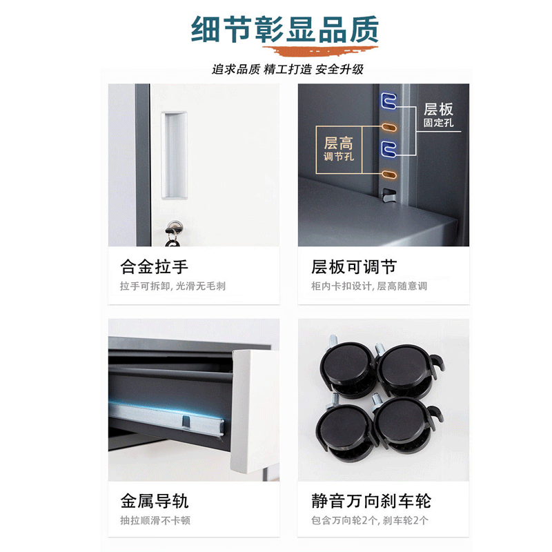 易企采 [一抽一门]白色 办公室桌下带锁文件柜 单位: 台 44*39*65CM高清大图