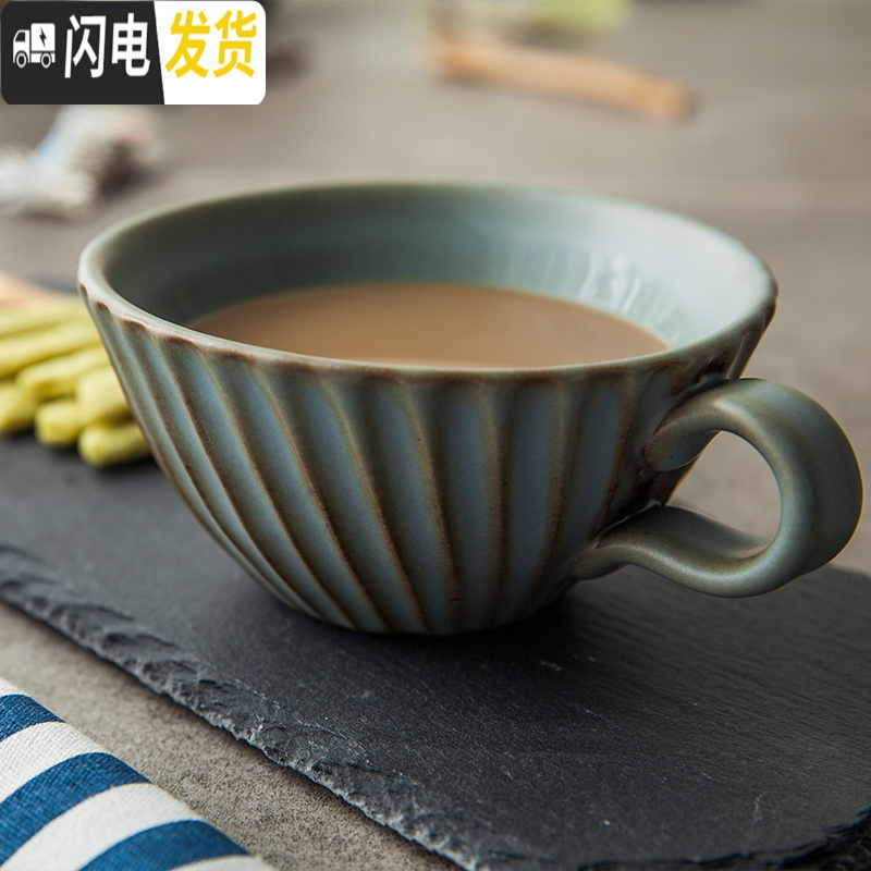 三维工匠手工创意咖啡杯 欧式拉花杯 咖啡杯陶瓷马克杯子复古罗马柱手柄杯高清大图