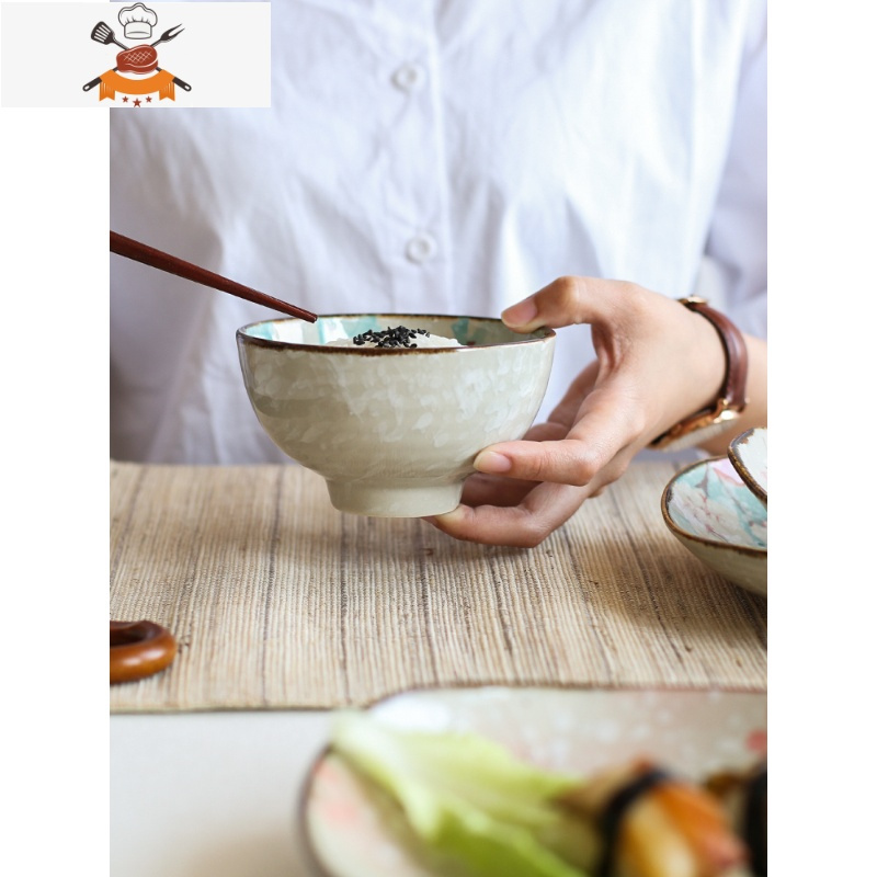 日式陶瓷餐具碗盘创意个性单个饭碗汤碗面碗碟套装家用组合敬平6号雪