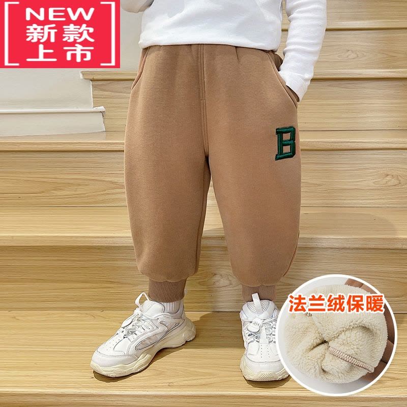 可莉允男童加绒运动裤子冬装秋冬款婴儿童装宝宝小童棉裤加厚保暖X346保暖裤图片