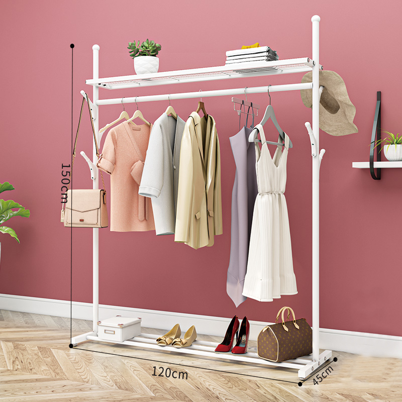 艺可恩家用晾衣架落地折叠卧室内挂衣架单杆衣帽架简易置物衣服凉晒