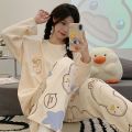棉高档棉睡衣女春秋季长袖2023年新款学生可爱家居服套装 2XL推荐【140-160斤】 全棉-8005