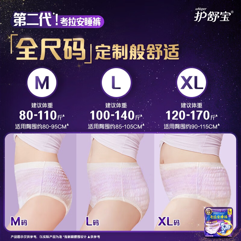 护舒宝 考拉裤裤L码裤型卫生巾2片 2包装高清大图