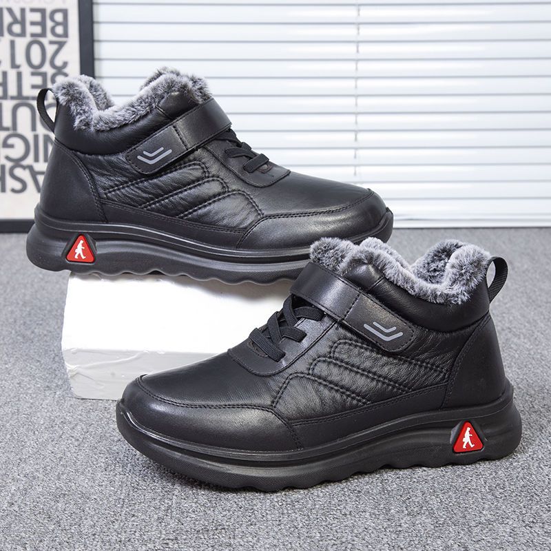 冬季鞋女加绒加厚棉靴中老年妈妈靴子防滑防水雪地靴高清大图