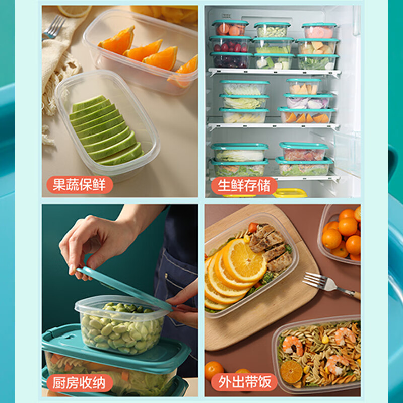茶花(CHAHUA)冰箱保鲜盒 出游野餐盒饭盒便当盒水果盒饭菜储物盒6件套高清大图