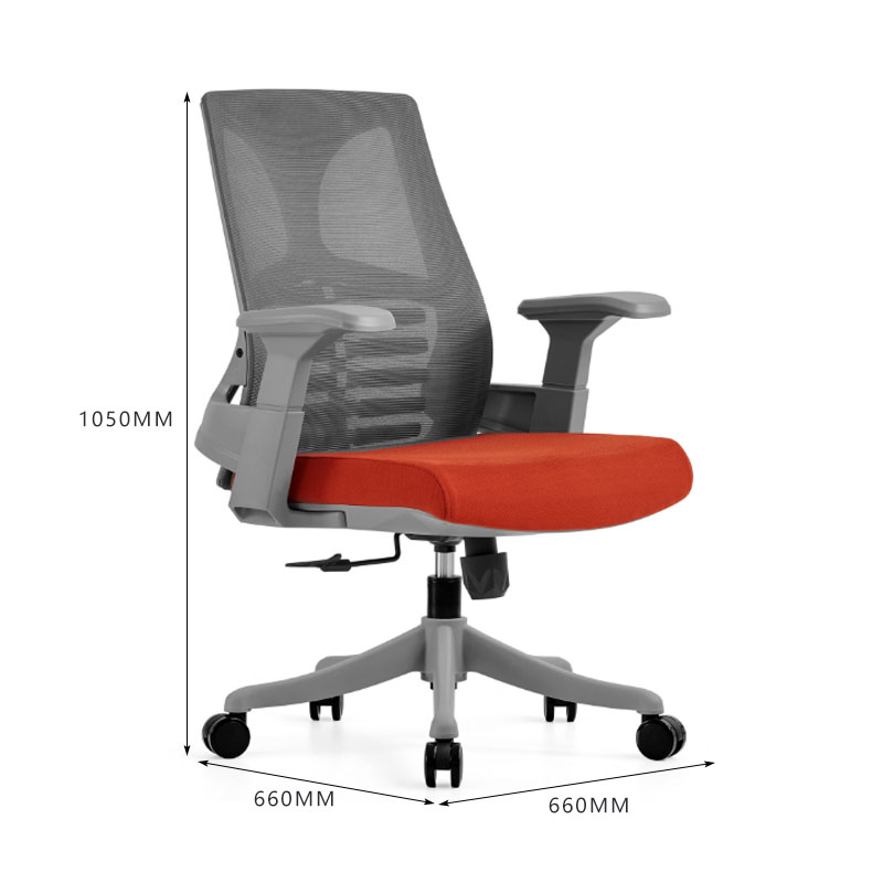 初嘉CJ-7107办公椅转椅电脑椅网布学习椅中背职员椅 灰框高清大图