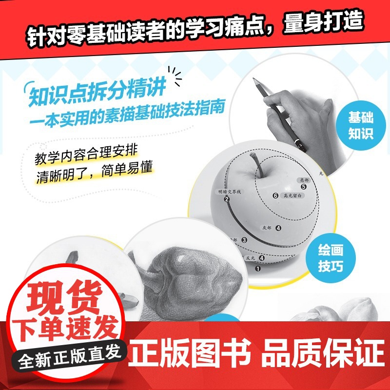 素描基础教程实战练习 新手自学入门 素描基础教程素描书入门自学铅笔素描线条几何静物速写铅笔绘画素描画册高清大图