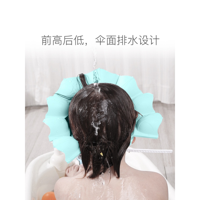 宝宝洗头儿童洗发帽洗澡防水护耳淋浴帽小孩婴儿幼儿调节硅胶 三维工匠 (单层密封)樱花粉-小猪款硅胶洗头帽M176B1高清大图