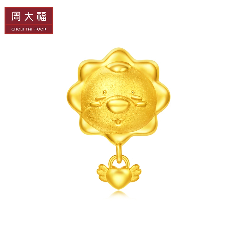 周大福x苏宁易购可爱狮子苏格拉宁黄金饰品足金吊坠转运珠r22115定价