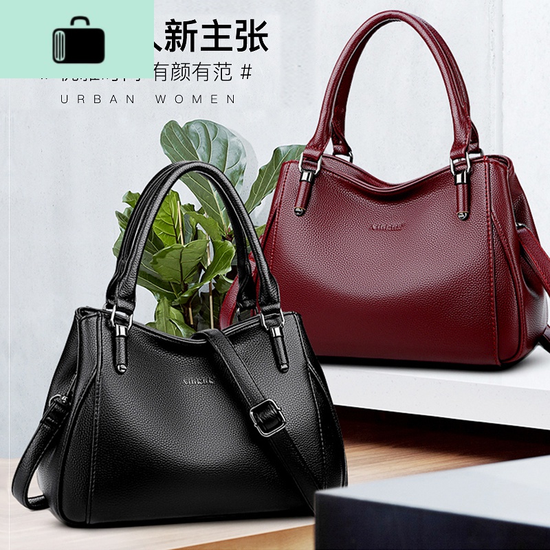 时尚真皮中年妈妈包2020新款中老年女包包婆婆软皮大气斜挎手提包NEWLAKE高清大图