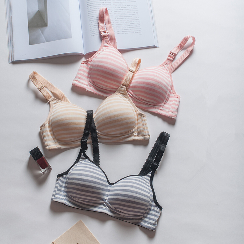 系内衣文胸清新无钢圈高中少拢18-19岁薄款甜黑白s32