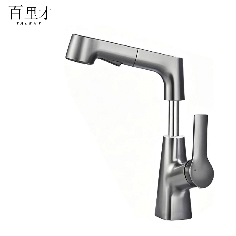 百里才 枪灰抽拉升降冷热混合水龙头 通用型 个图片