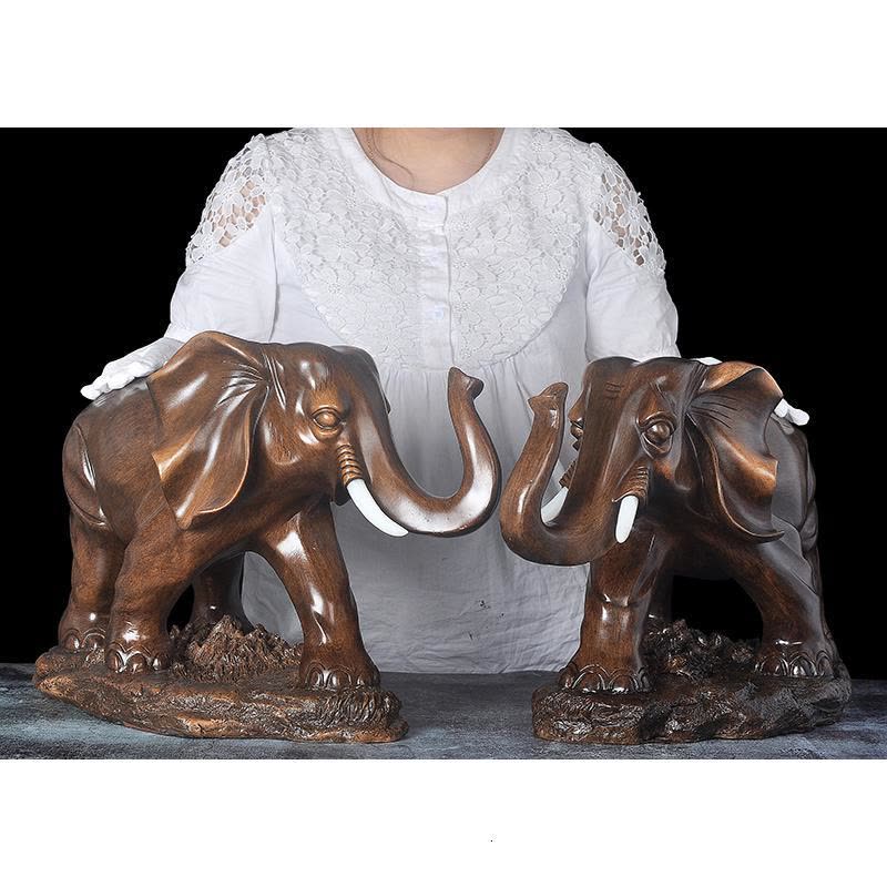 美帮汇大象摆件大号象一对客厅酒柜装饰品办公室店铺开业工艺礼图片