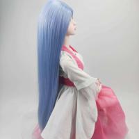天蓝色3分直发 3分4分bjd60cm娃娃男娃假发女洛丽塔古风汉服假发仿真头皮中长发