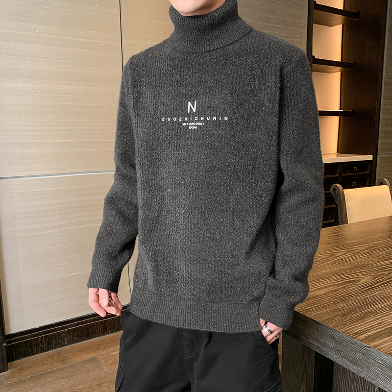 baluoshang高领毛衣男冬季新款潮流修身休闲加厚针织衫男士帅气冬装