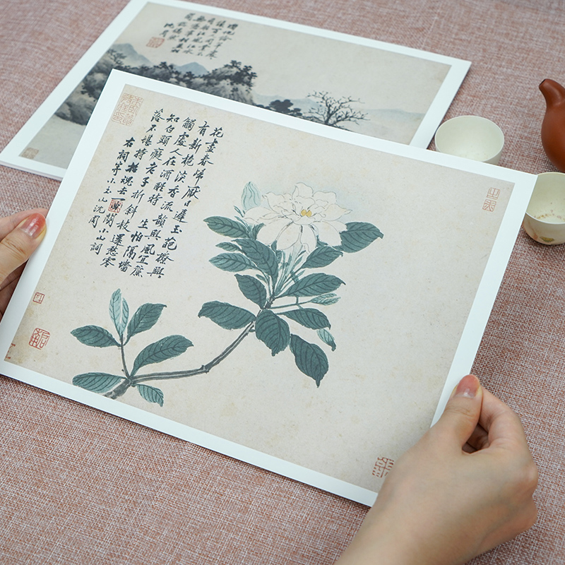 沈周卧游图册 [正版]沈周卧游图册 甄选18帧明代绘画大师经典山水花鸟画作品集 单片装帧高清还原可临摹鉴赏可装饰收藏中国高清大图