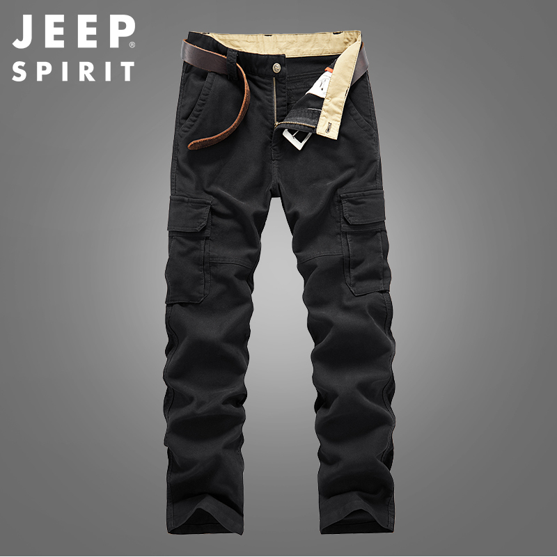 JEEP SPIRIT休闲裤男2021秋季新款宽松直筒休闲裤纯色大码男裤