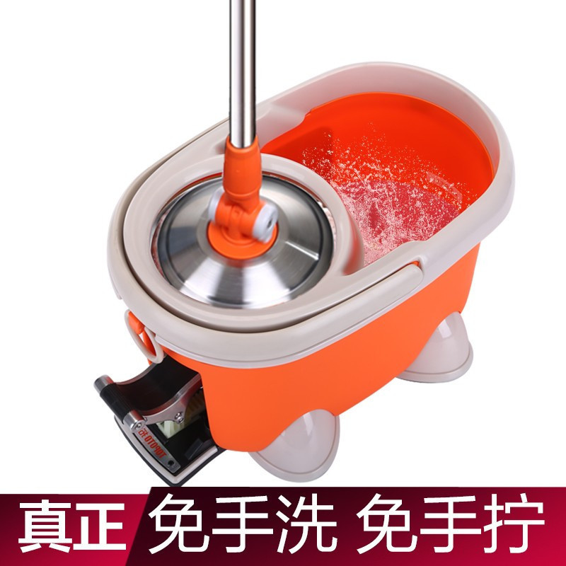 大卫 小木马旋转拖把 四驱动旋转拖把桶手压脚踩家用墩布桶拖把 单套价格 旋转拖把