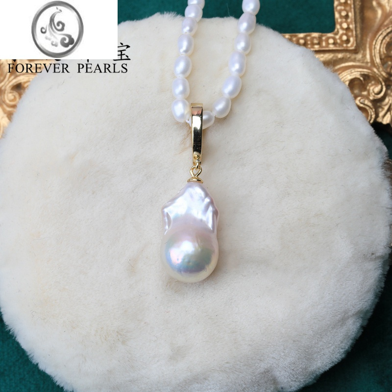 jimi不规则白色巴洛克珍珠s925活口吊坠搭配毛衣锁骨项链