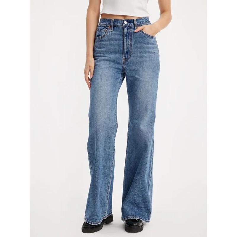 Levi’s女士直筒牛仔裤时尚腰带设计纽扣开合实用口袋款式