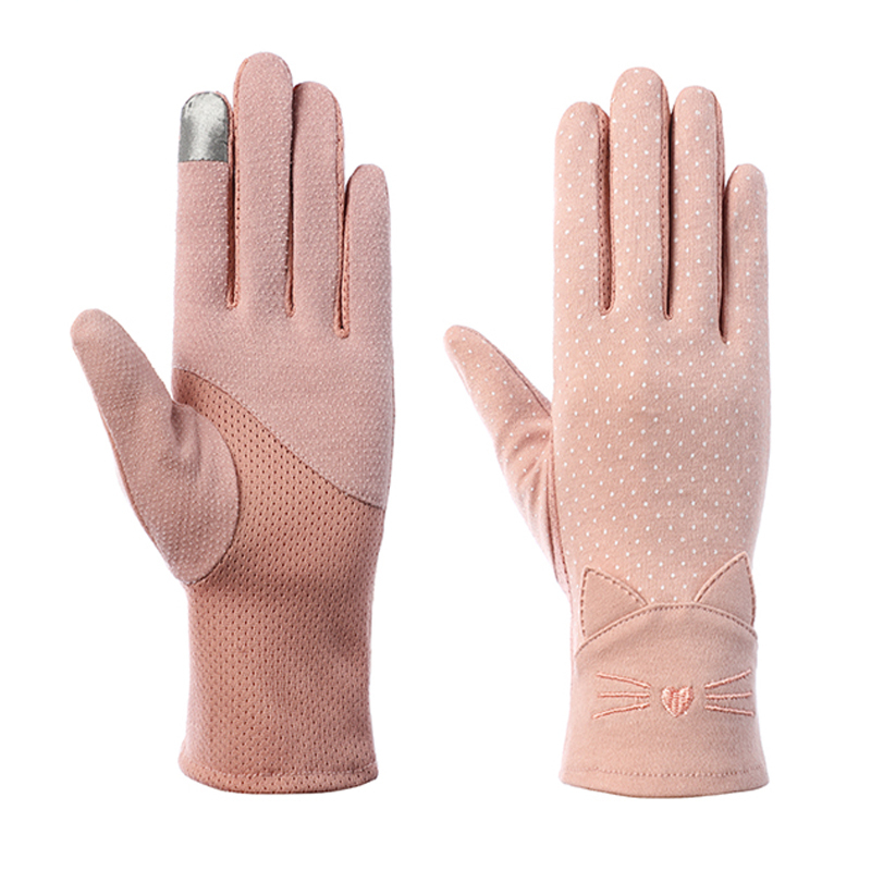慕熙威尔防晒手套女薄款触屏春夏季遮阳网眼户外棉韩版骑电车开车防滑