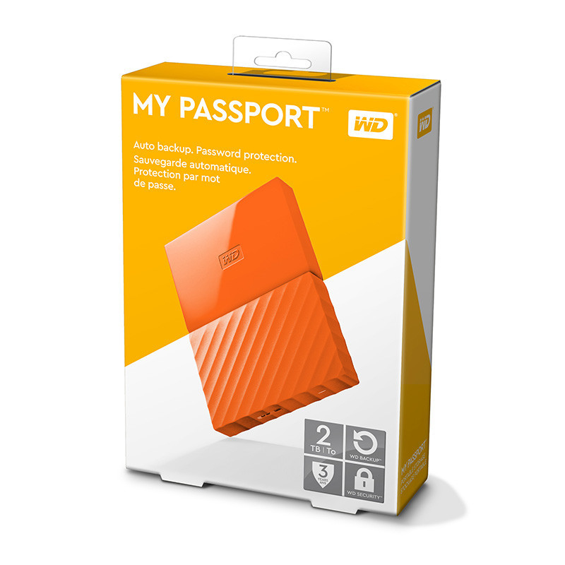 西部数据(WD)My Passport 2TB 2.5英寸 活力橙 移动硬盘 WDBS4B0020BOR-CESN
