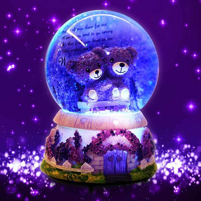 教师节薰衣小熊音乐盒八音盒水晶球生日女生创意礼品摆件开学季送女友