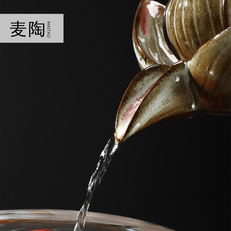 美帮汇陶瓷玻璃鱼缸流水器家居客厅办公室桌面家居摆件送礼开业礼品高清大图