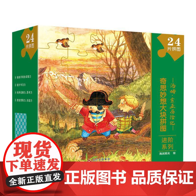 奇思妙想大块拼图进阶系列汤姆·索亚历险记儿童拼图益智宝宝3到6岁幼儿手眼协调婴儿童颜色认知图画感知配对分类蒙氏早教益智玩高清大图