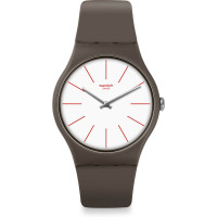 斯沃琪(SWATCH)手表 原创炫彩系列 树脂表带 时尚简约棕色石英表 男女通用SUOC107