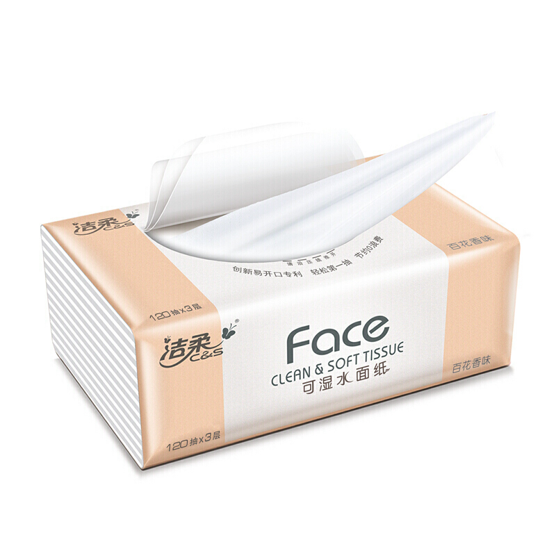 洁柔(C&S)抽纸 粉Face柔韧3层120抽*18包 面巾纸 百花香芬 怡人芬芳 整箱高清大图