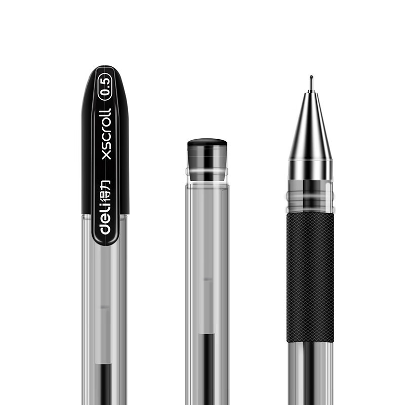 得力 中性笔 0.5mm 拔帽 12支/盒