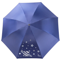 天堂伞 黑胶内外丝印满天星三折晴雨伞太阳伞 30496ELCJ