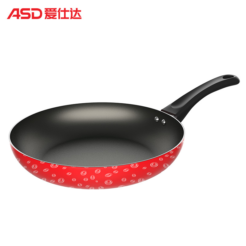 爱仕达(asd)煎锅JL24G10WG-R印花不粘易清洗煎锅优质合金平底锅不粘锅煎锅烙饼锅煎蛋牛排少油烟家用24cm红色