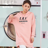 鸿星尔克（ERKE）女装连帽长款休闲卫衣春季时尚潮流连帽套头卫衣