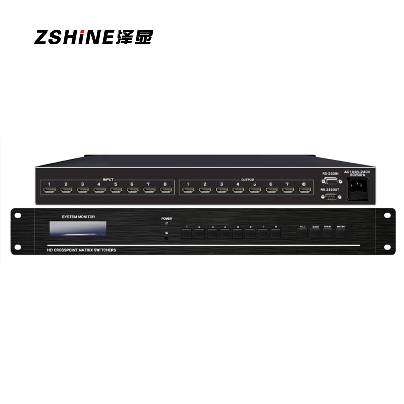 泽显液晶拼接屏控制切换矩阵8进8出 HDMI高清视频数据处理器图像画面切换器大屏组合显示拼接器ZX-51VHK-0808