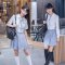 学院风水手服女日系校服班服长袖软妹JK制服百褶裙学生演出服套装lm短袖上衣+红色裙[红领绳+白袜