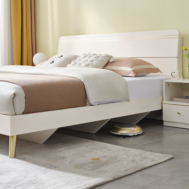 全友家居轻奢木纹卧室大床温馨置物小户型18m15m双人床106319床