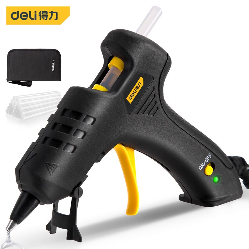 得力(deli)DL390460 热熔胶枪套装手工DIY粘胶枪家用热胶机40W胶枪+60根透明胶棒+收纳包应急常备 1套