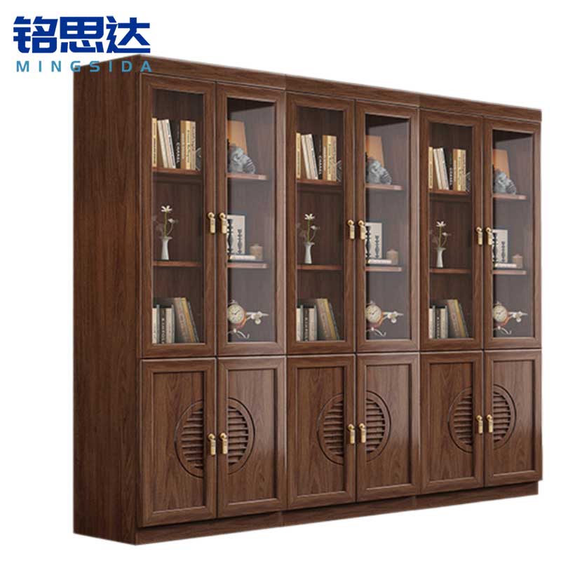 铭思达实木书柜六门台高清大图